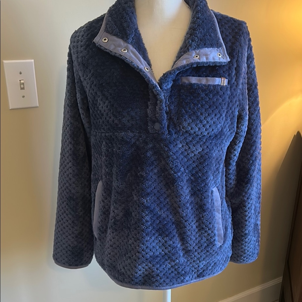 Simply Southern Blue Teddy Jacket Half-Zip Fleece